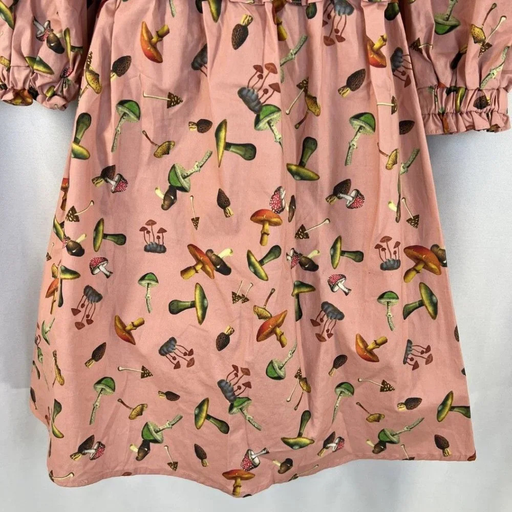 NWT Never A Wallflower Pink Mushroom Elastic Collar Dress $326 - Picture 9 of 12